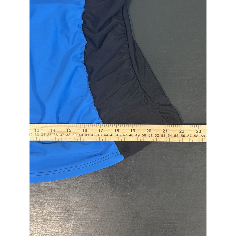 Bloomchic Contrast Patchwork Gathered Half Zip Swim Black & Blue Size 14 NWOT - Picture 8 of 16